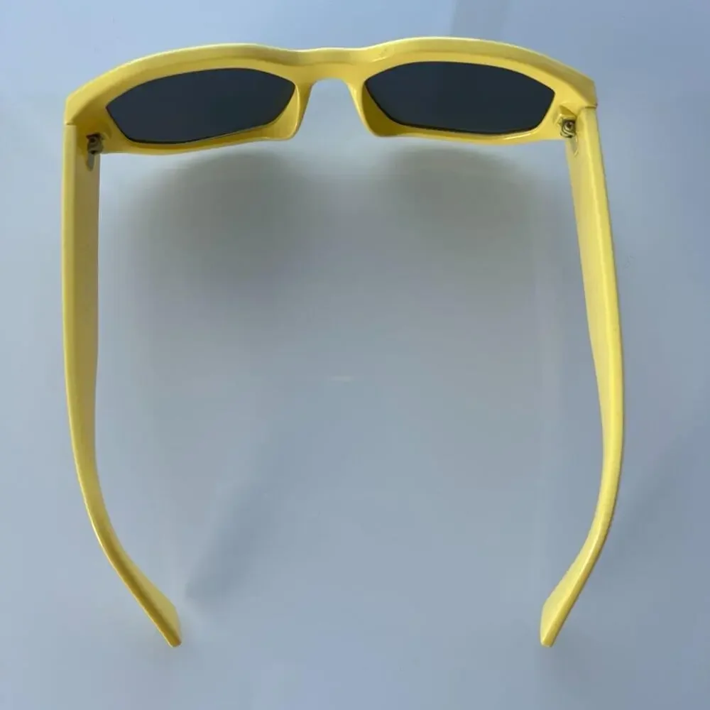 Bright Yellow Chunky Rectangular Sunglasses Retro Vintage Style Unisex